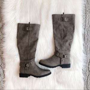 Grey riding boots